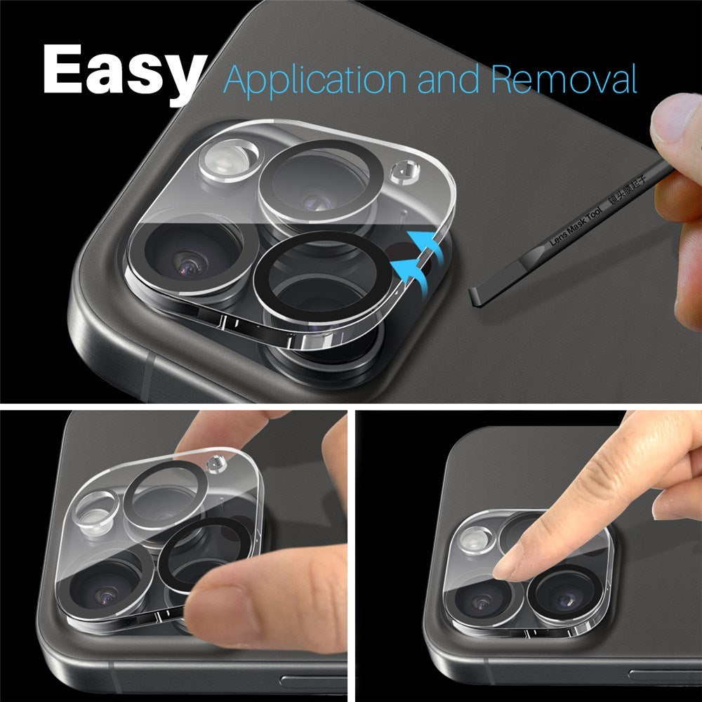 NORTHJO iPhone 16 Pro / 16 Pro Max Herdet Kameralinseglass - Gjennomsiktig / Svart Kant