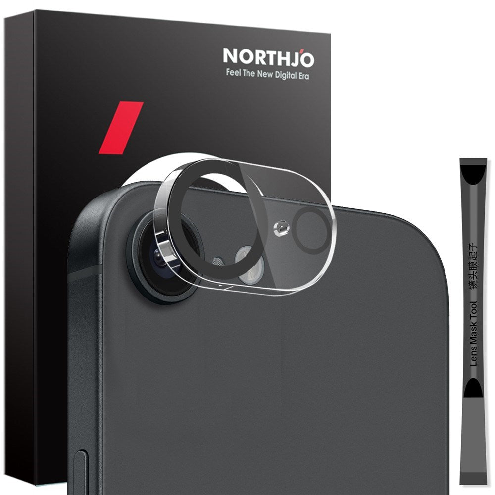 NORTHJO iPhone 17e / 16e Herdet Kameralinseglass - Gjennomsiktig / Svart Kant