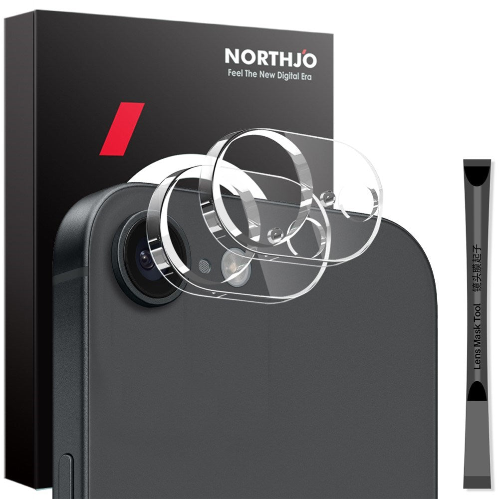 NORTHJO iPhone 16e Herdet Kameralinseglass - 2 stk. - Gjennomsiktig
