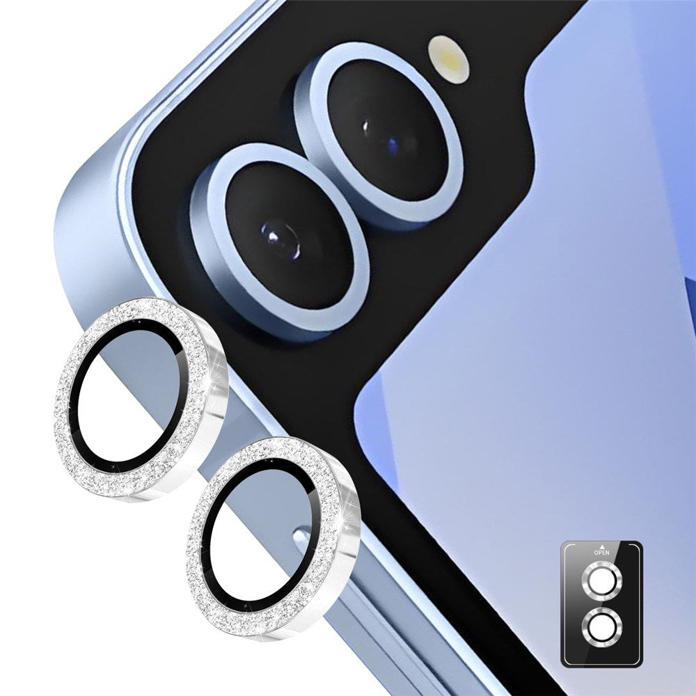 ENKAY Samsung Galaxy Z Flip7 Glitter Kameralinsebeskyttelse - Sølv