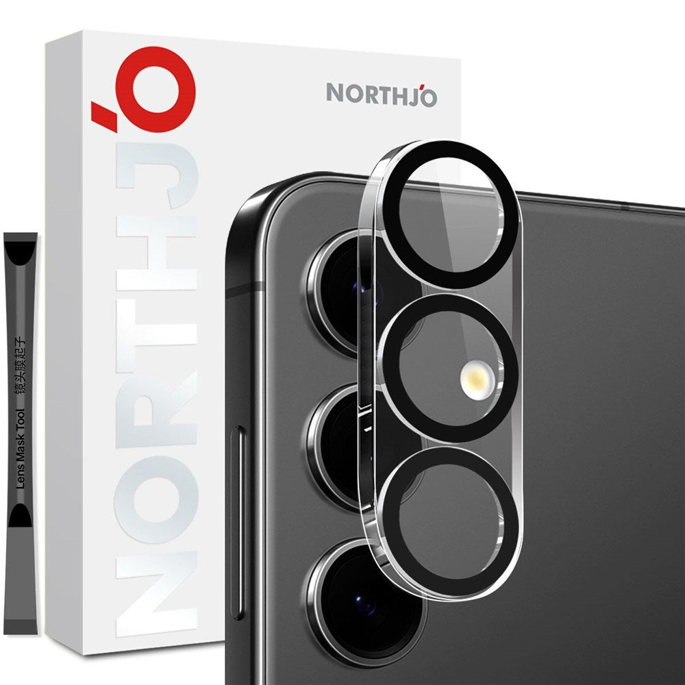 NORTHJO Samsung Galaxy S25 FE Herdet Kameralinse Glass - Gjennomsiktig / Svart