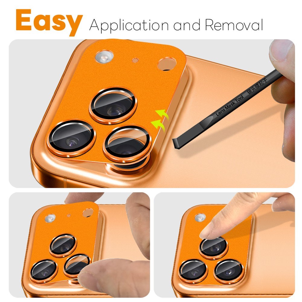 NORTHJO iPhone 17 Pro Max Kameralinsebeskyttelse - Matt Metall & Glass - Oransje