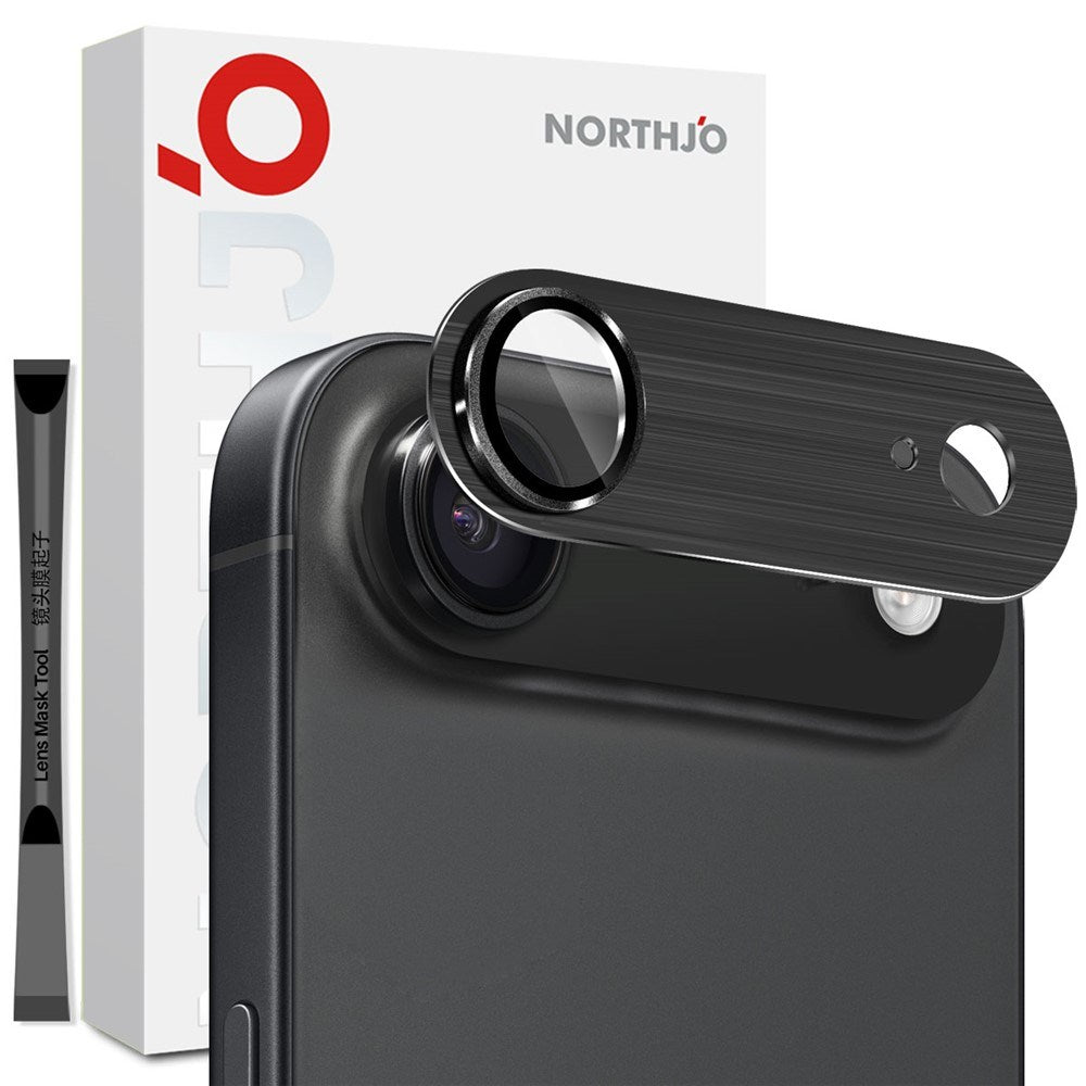 NORTHJO iPhone Air Kameralinsebeskyttelse - Børstet Metall & Glass - Svart