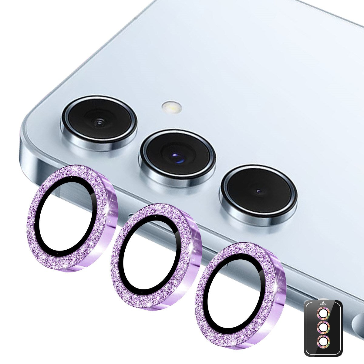 Samsung Galaxy A37 / A57 ENKAY Glitter Kameralinsebeskyttelse - Lilla