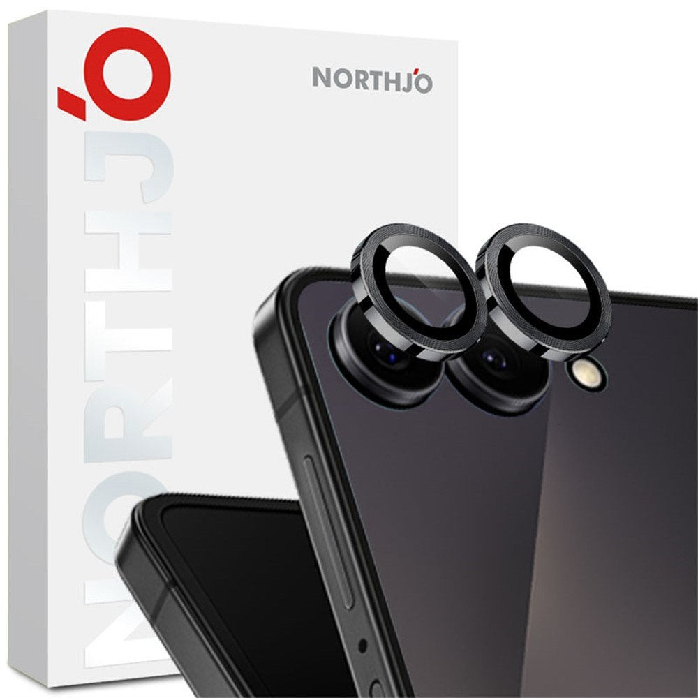 Samsung Galaxy Z Flip8 NORTHJO Kameralinsebeskyttelse - Metall & Glass - Svart