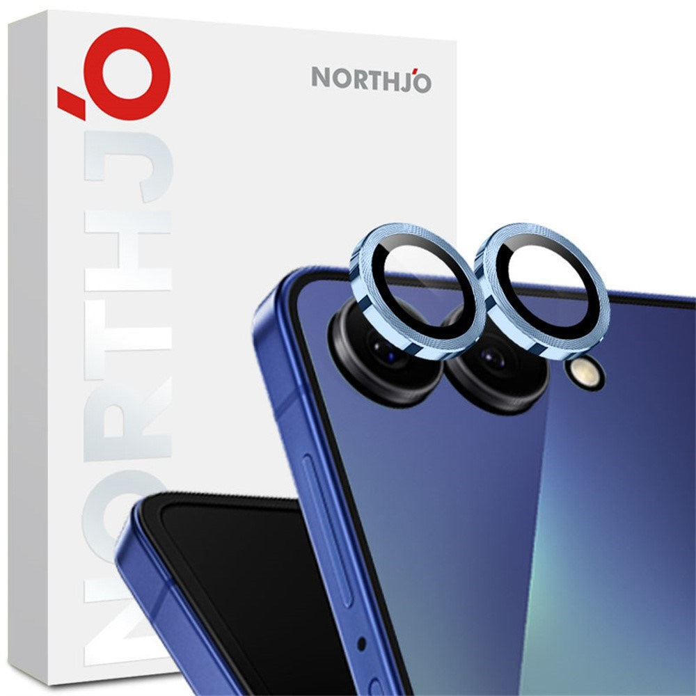 Samsung Galaxy Z Flip8 NORTHJO Kameralinsebeskyttelse - Metall & Glass - Blå