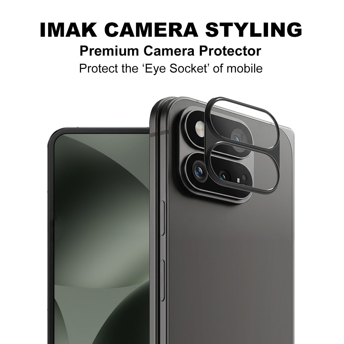 Google Pixel 11 Pro Fold IMAK Kamerabeskyttelsesglass med Metallkant - Gjennomsiktig / Svart Kant