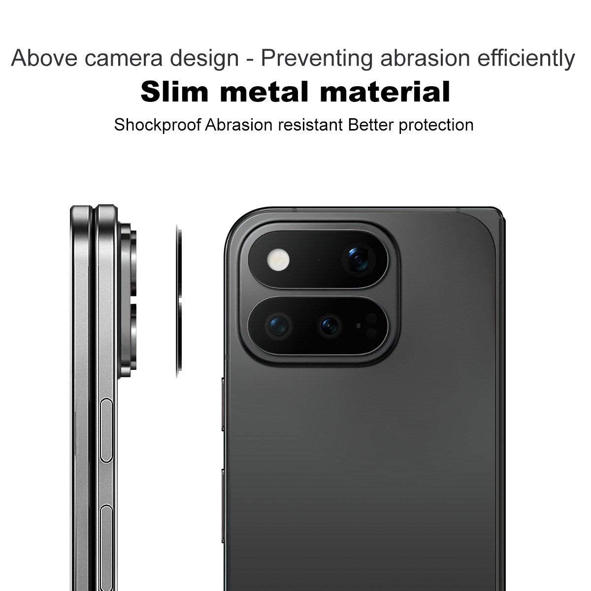 Google Pixel 11 Pro Fold IMAK Kamerabeskyttelsesglass med Metallkant - Gjennomsiktig / Svart Kant