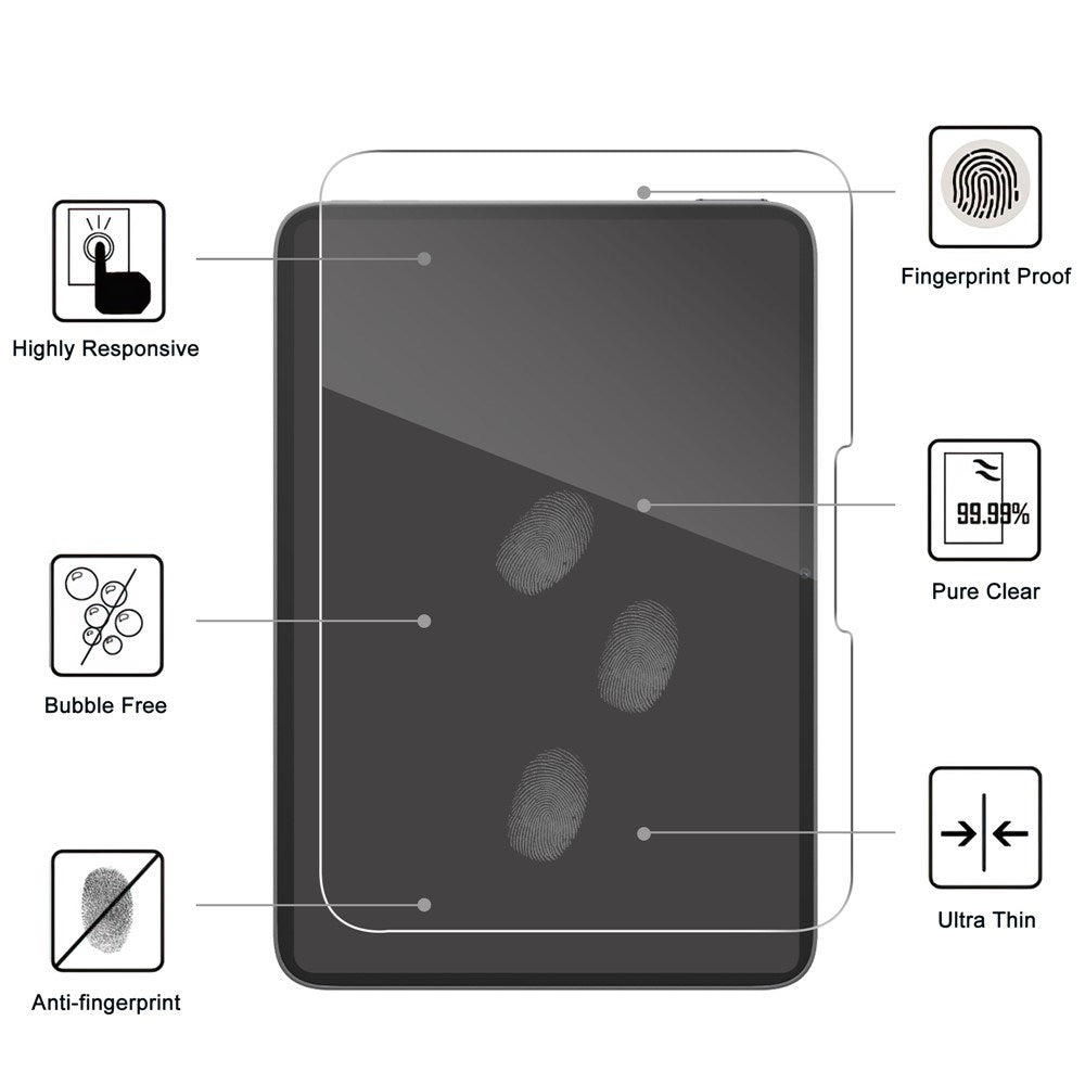 iPad Mini (2026) 8. Gen. Full Fit Herdet Skjermbeskyttelsesglass - Gjennomsiktig