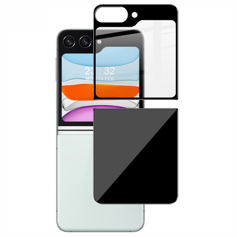 IMAK Samsung Galaxy Z Flip5 (5G) Full Fit Herdet Skjermbeskyttelsesglass - Gjennomsiktig / Svart