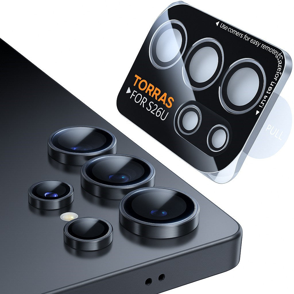 Samsung Galaxy S26 Ultra TORRAS Herdet Kameralinsebeskyttelsesglass – Svart