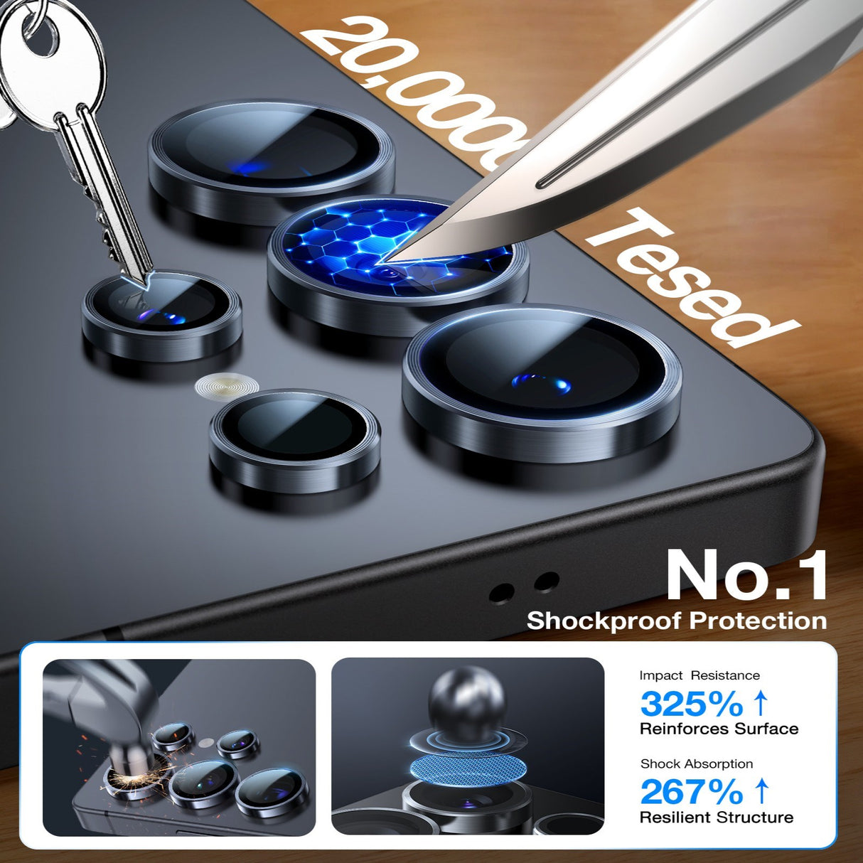 Samsung Galaxy S26 Ultra TORRAS Herdet Kameralinsebeskyttelsesglass – Svart