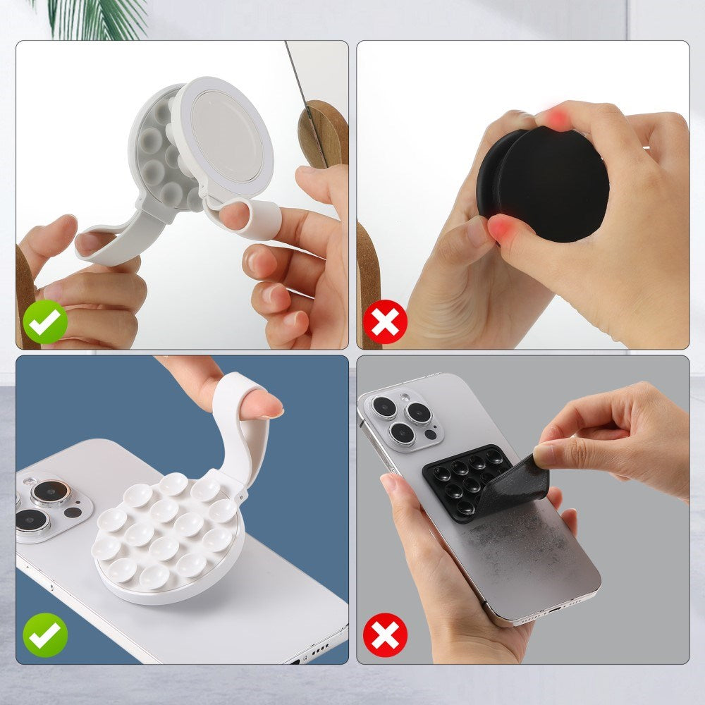 Silikon Sugekopp Mobilholder med Rem - MagSafe Kompatibel - Hvit