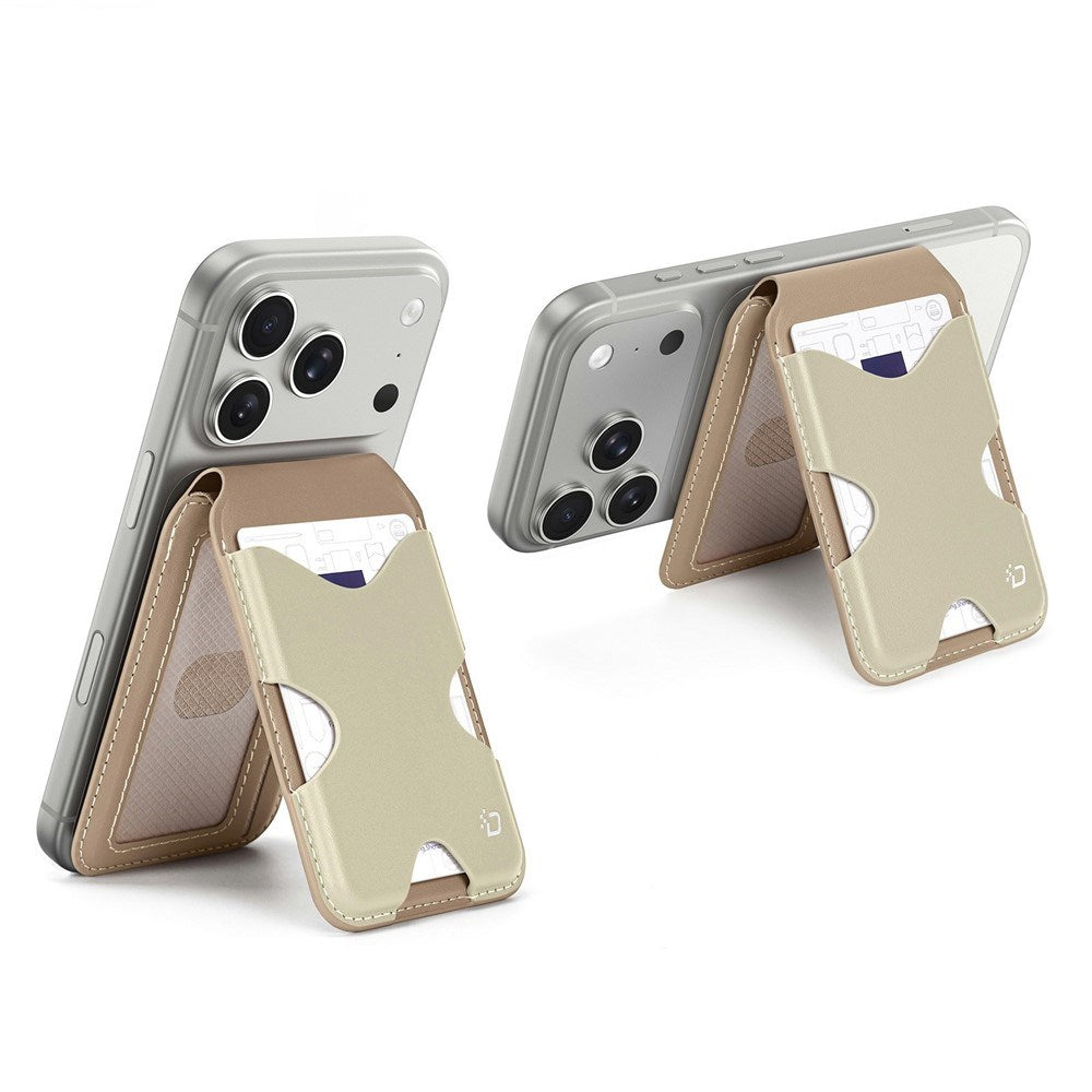 DUX DUCIS Magnetisk Kortholder for 5 Kort med Stativfunksjon - MagSafe Kompatibel - Beige