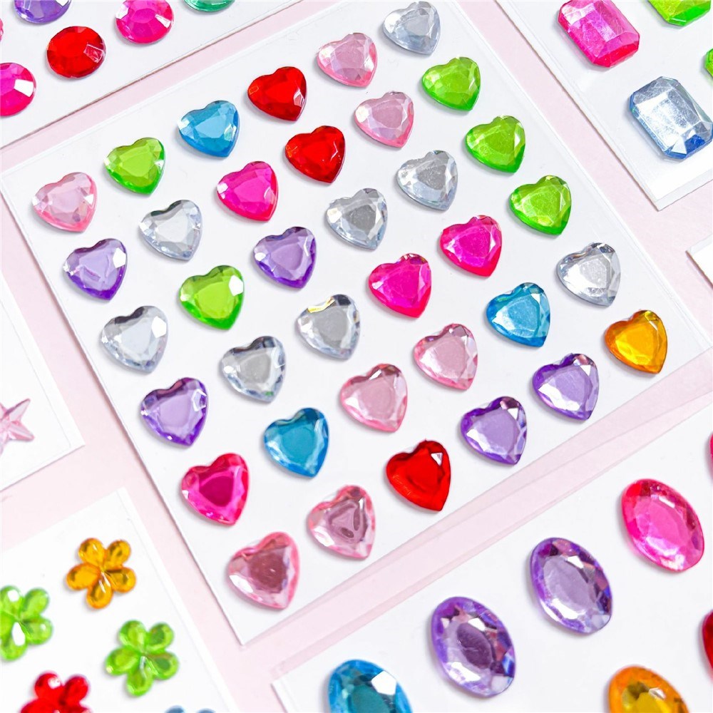 Flerfargede Selvklebende Krystall 3D Stickers - 36 stk - Blomster