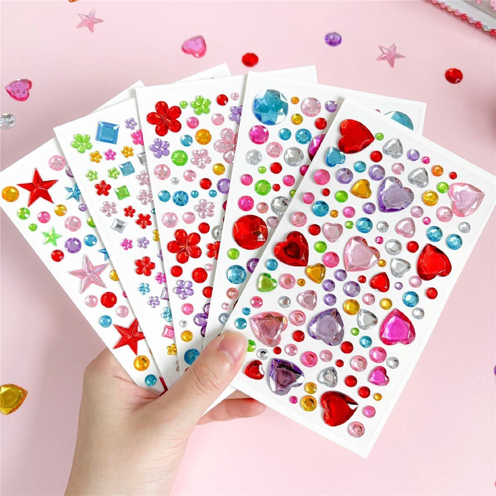 Flerfargede Selvklebende Krystall 3D Stickers - 65 stk - Ovale