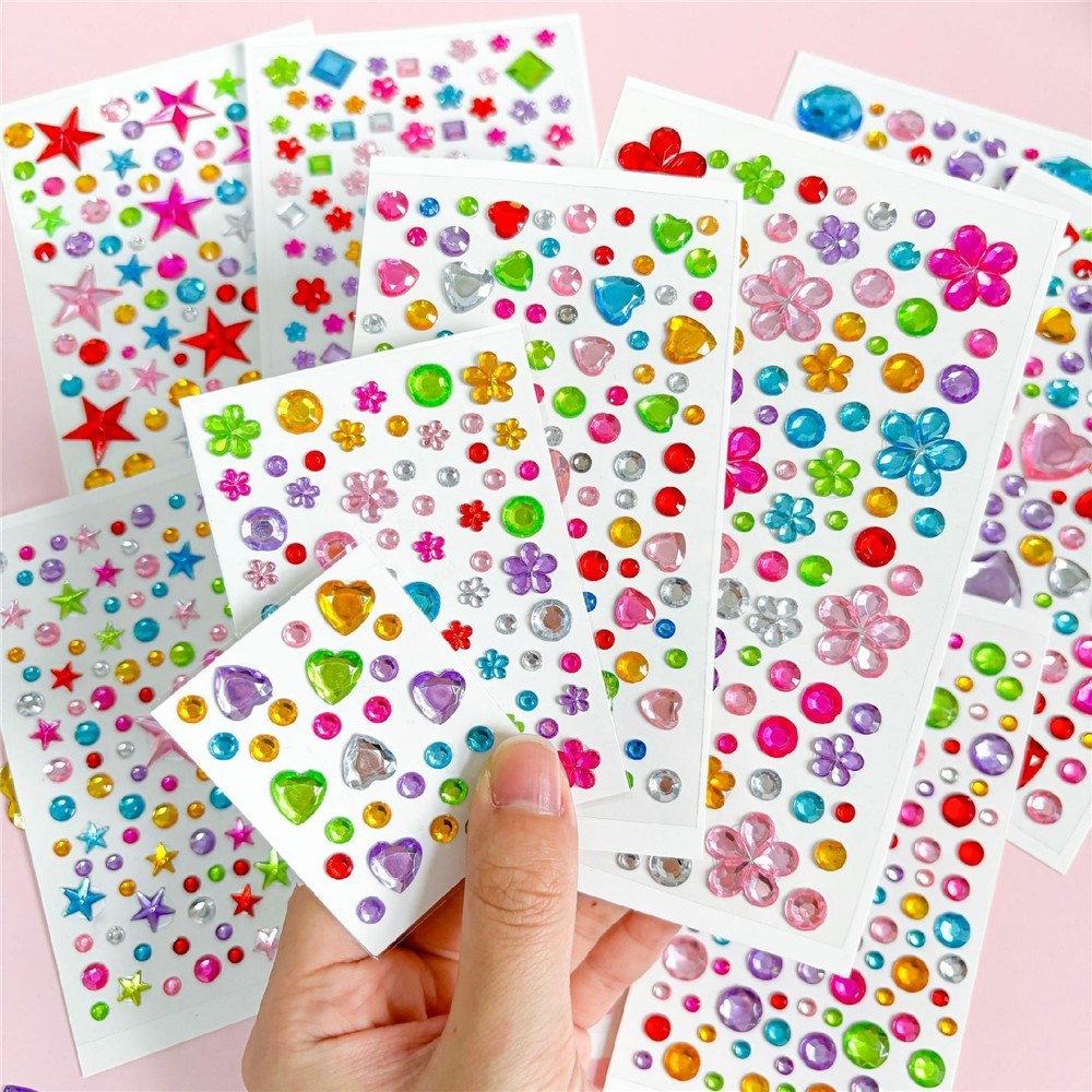 Flerfargede Selvklebende Krystall 3D Stickers - 88 stk - Stjerner