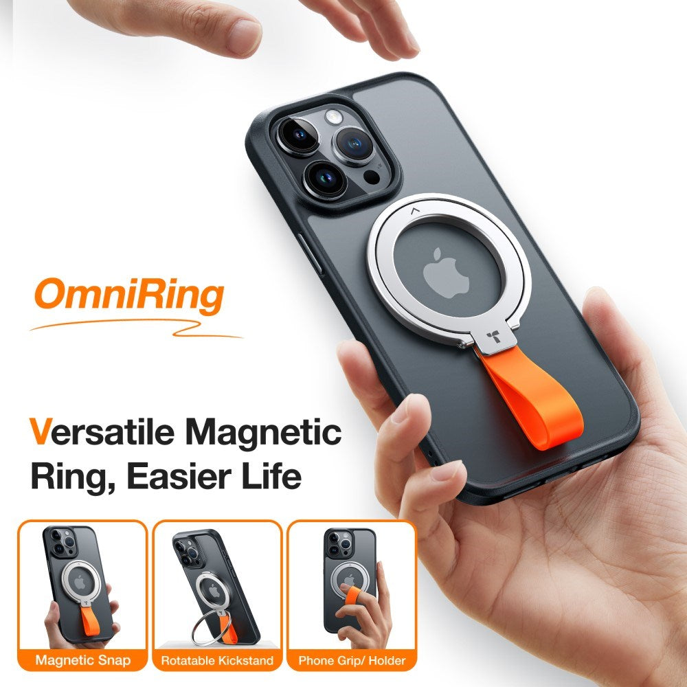 TORRAS Metall Ringholder & Støtte - MagSafe Kompatibel - Sølv / Oransje