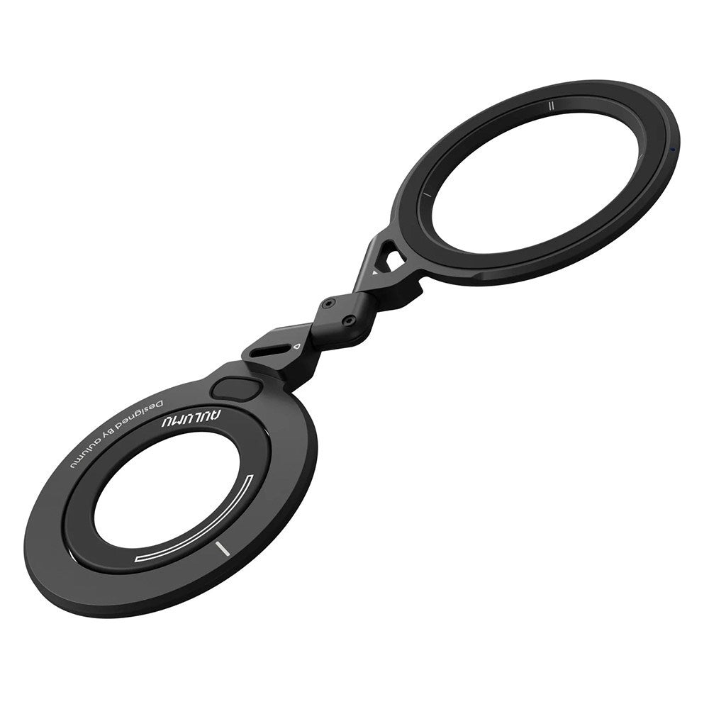 AULUMU 2-i-1 Magnetisk Fingerring / Mobilstativ - 360° Roterbar - MagSafe Kompatibel - Svart