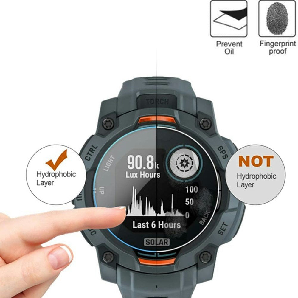 Garmin Instinct 3 Solar (50mm) Herdet Beskyttelsesglass - 3 stk - Gjennomsiktig