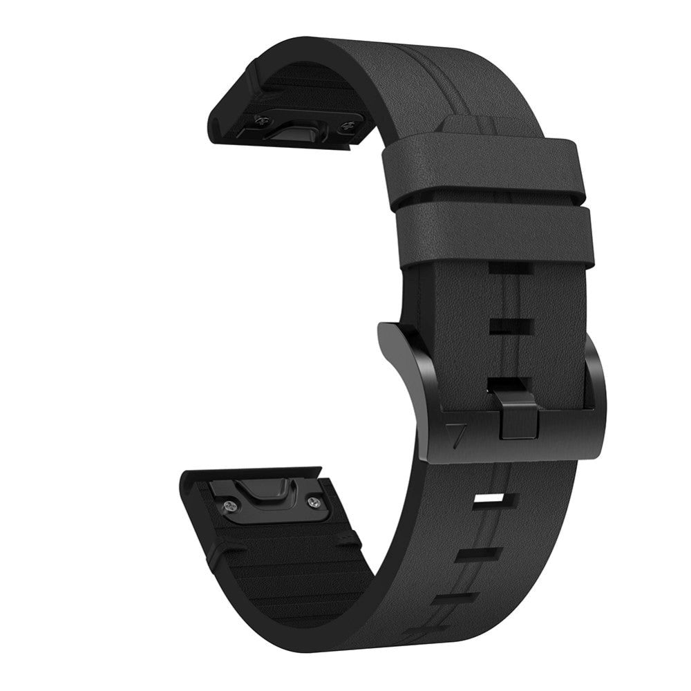 Universal Garmin 22mm QuickFit Skinn Reim - Sort