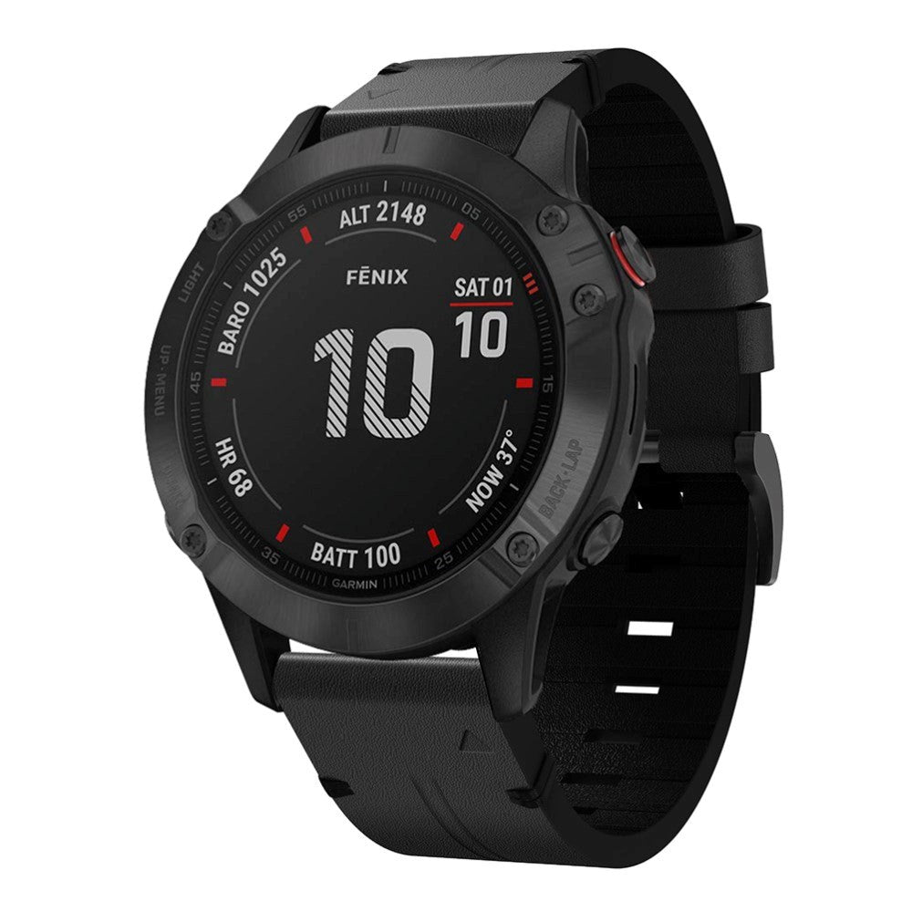 Universal Garmin 22mm QuickFit Skinn Reim - Sort