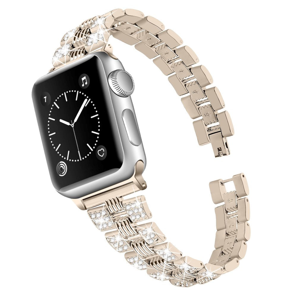 Apple Watch (42/44/SE/45/46/49mm) Metal Klokkerem med Rhinsten - Gull