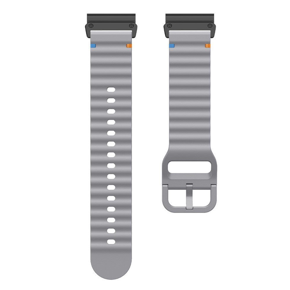 Universal Garmin 26mm QuickFit EIDERWOOD Wavy Silikon Reim - Mørkegrå