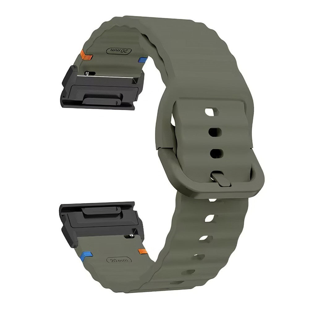 Universal Garmin 26mm QuickFit EIDERWOOD Wavy Silikon Reim - Grønn