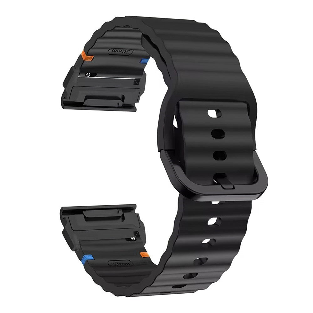 Universal Garmin 22mm QuickFit EIDERWOOD Wavy Silikon Reim - Svart