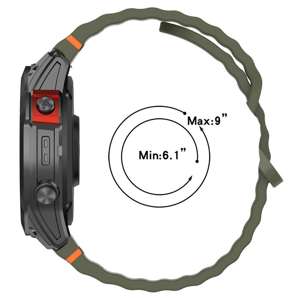 Universal Garmin 22mm QuickFit EIDERWOOD Wavy Silikon Reim - Svart
