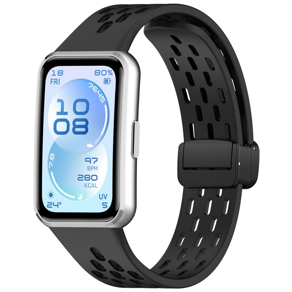 Huawei Band 11 / 11 Pro EIDERWOOD Perforert Silikonrem - Svart