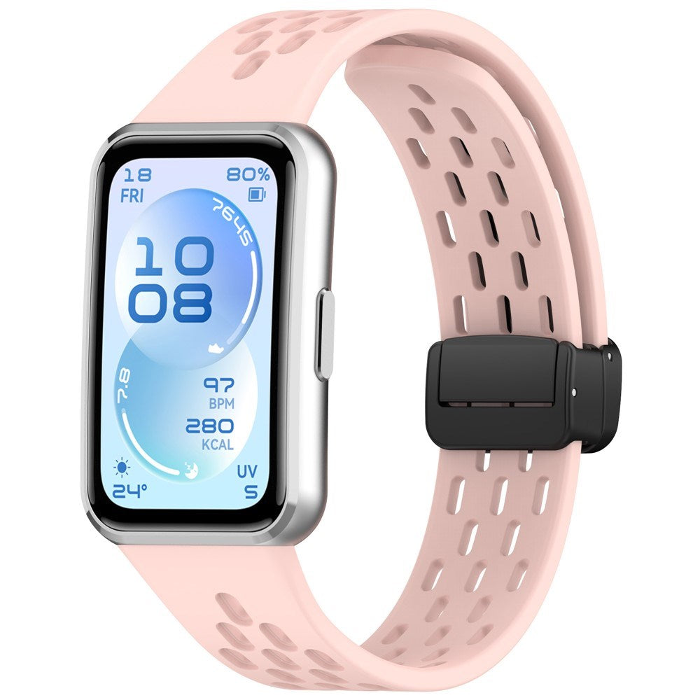Huawei Band 11 / 11 Pro EIDERWOOD Perforert Silikonrem - Rosa