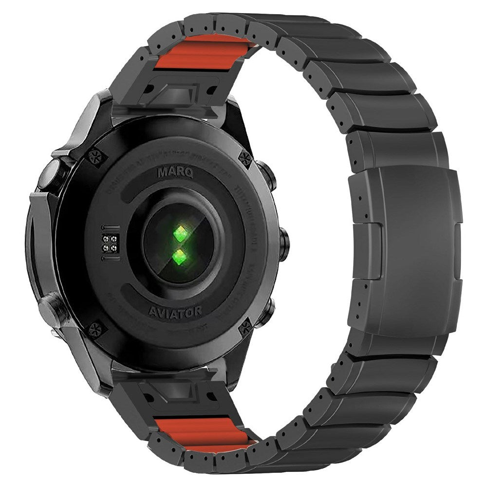 Universal Garmin 26mm QuickFit EIDERWOOD Titanium Reim m. Farget Silikon - Svart / Oransje