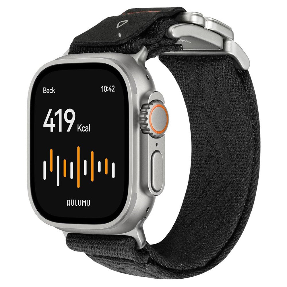 Apple Watch (42/44/SE/45/46/49mm) Aulumu C03 Nylon Stropp - Sølv / Svart