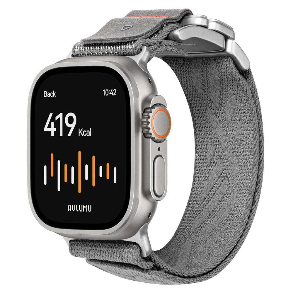 Apple Watch (42/44/SE/45/46/49mm) Aulumu C03 Nylon Stropp - Sølv
