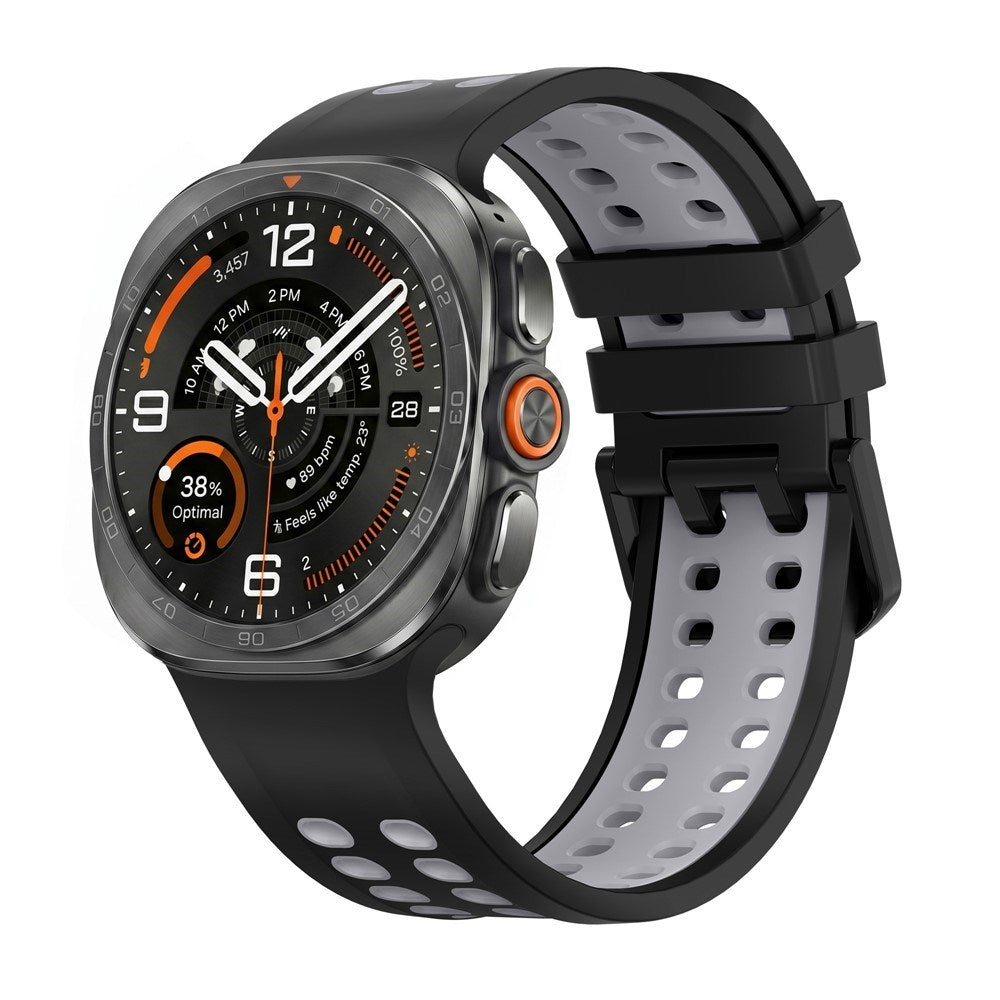 Samsung Galaxy Watch Ultra 2 / Ultra (47mm) Silikon Reim m. Ventilasjonshull - Svart / Grå