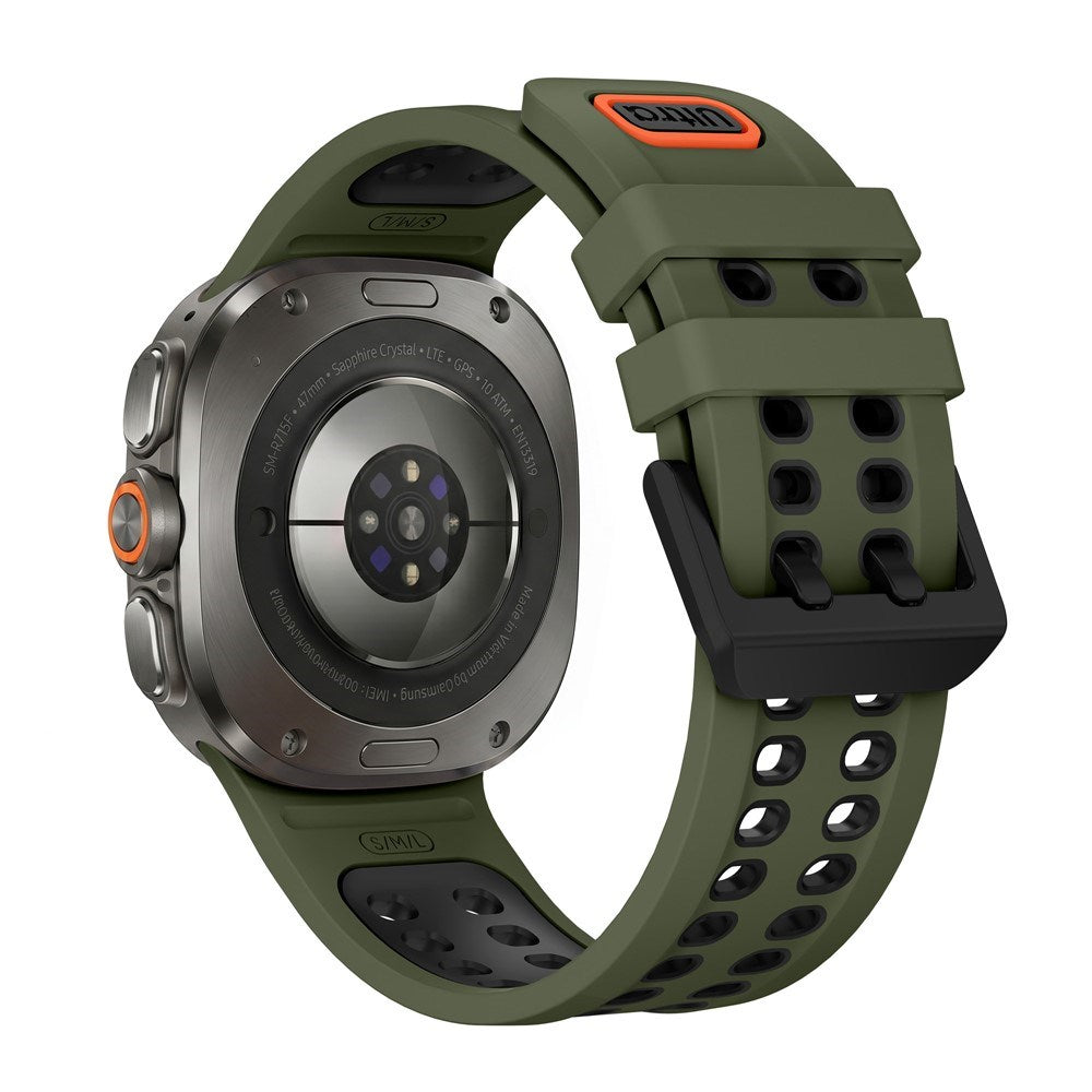 Samsung Galaxy Watch Ultra 2 / Ultra (47mm) Silikon Reim m. Ventilasjonshull - Grønn / Svart