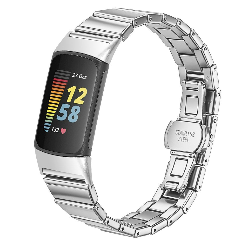 Fitbit Charge 6 / 5 EIDERWOOD Metall Klokkereim - Sølv