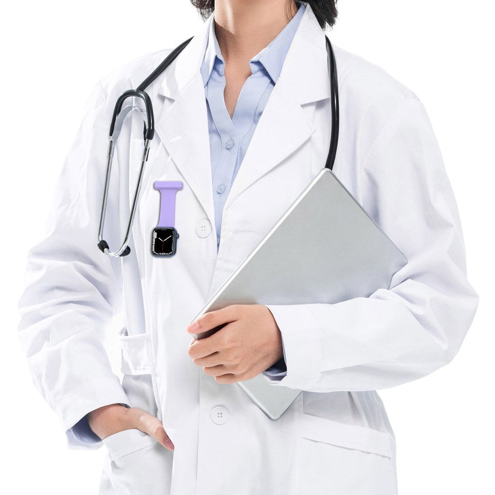 Apple Watch (38/40/SE/41/42mm) Silikon Pleieklokkerem - Beige / Hvit