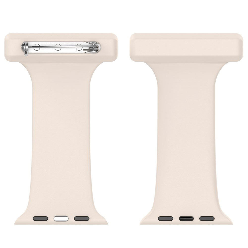 Apple Watch (38/40/SE/41/42mm) Silikon Pleieklokkerem - Beige / Hvit