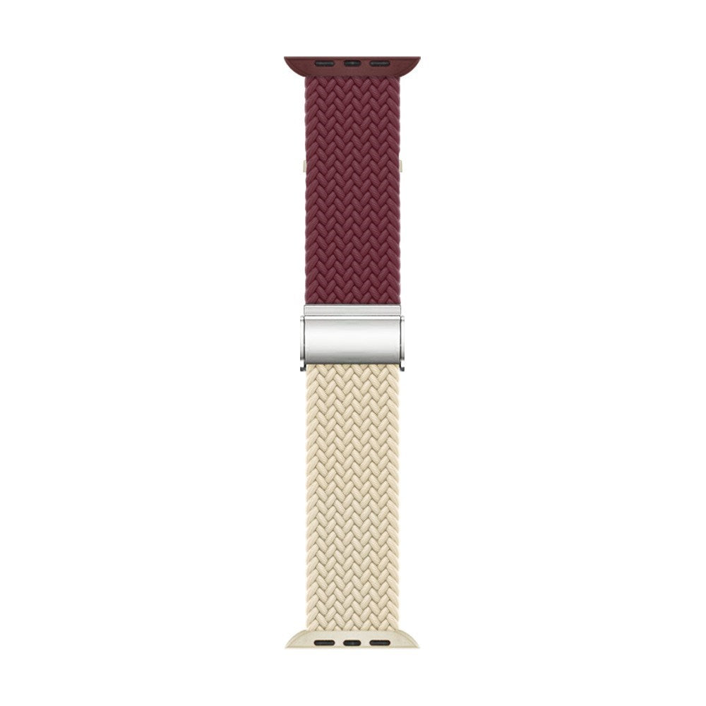 Apple Watch (38/40/SE/41/42 mm) tofarget nylonrem – Rød /Beige