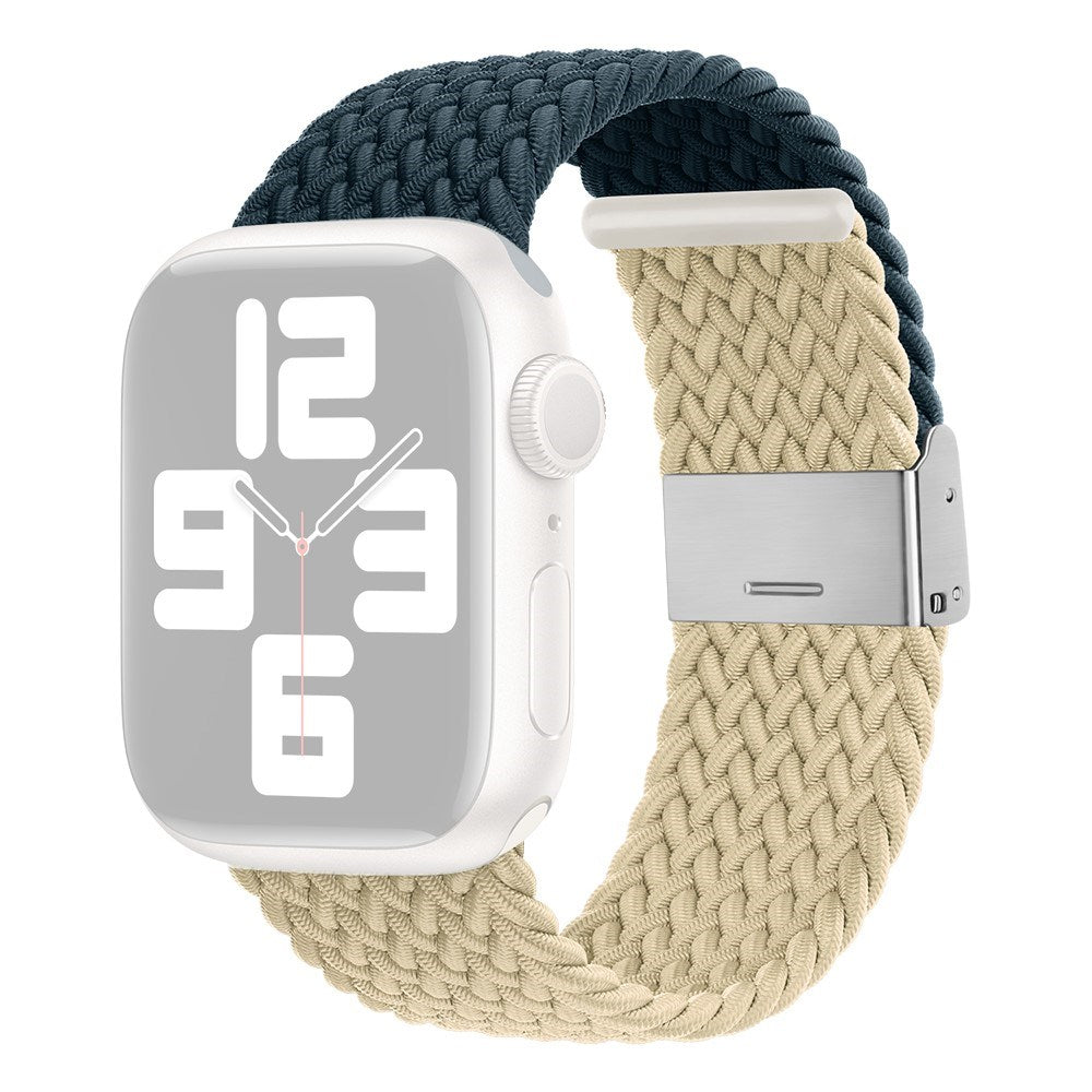 Apple Watch (38/40/SE/41/42 mm) tofarget nylonrem - Mørk Blå / Beige