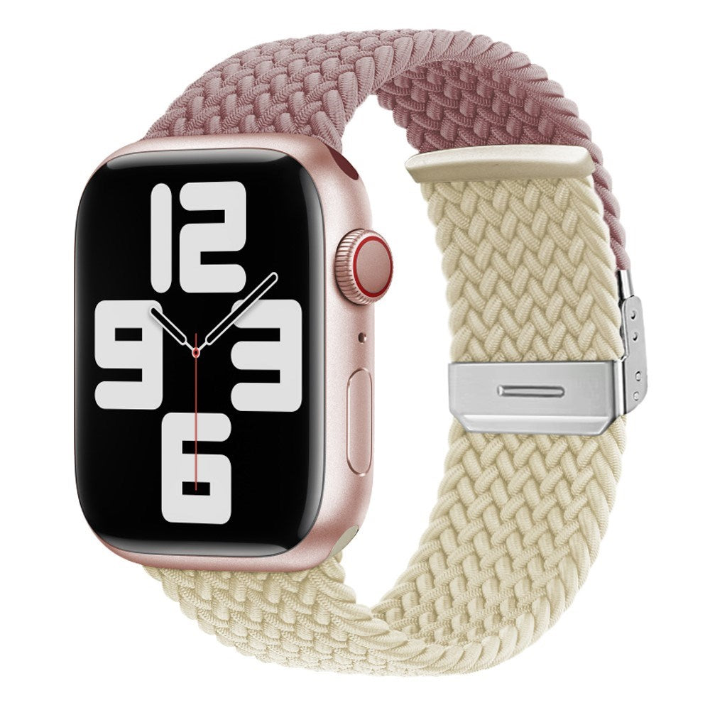 Apple Watch (38/40/SE/41/42 mm) tofarget nylonrem - Lilla / Beige