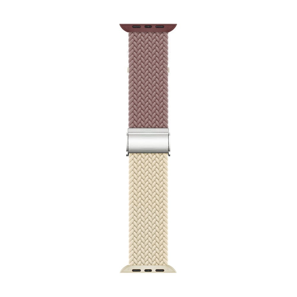 Apple Watch (38/40/SE/41/42 mm) tofarget nylonrem - Lilla / Beige