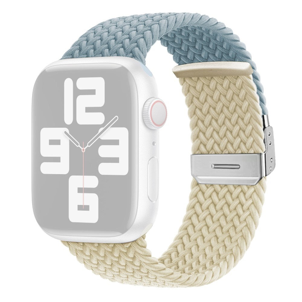 Apple Watch (38/40/SE/41/42 mm) tofarget nylonrem - Blå / Beige
