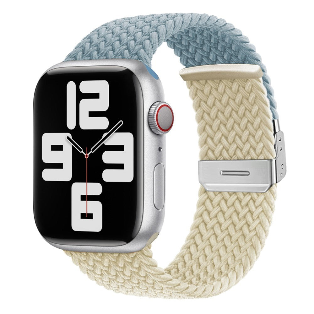 Apple Watch (38/40/SE/41/42 mm) tofarget nylonrem - Blå / Beige