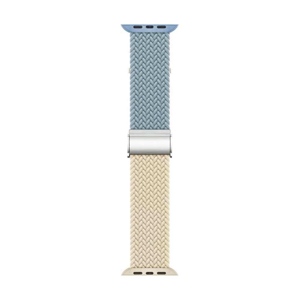 Apple Watch (38/40/SE/41/42 mm) tofarget nylonrem - Blå / Beige