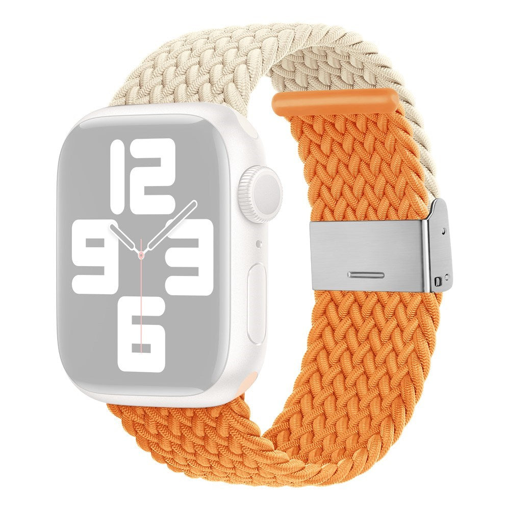 Apple Watch (38/40/SE/41/42 mm) tofarget nylonrem - Beige / Oransje