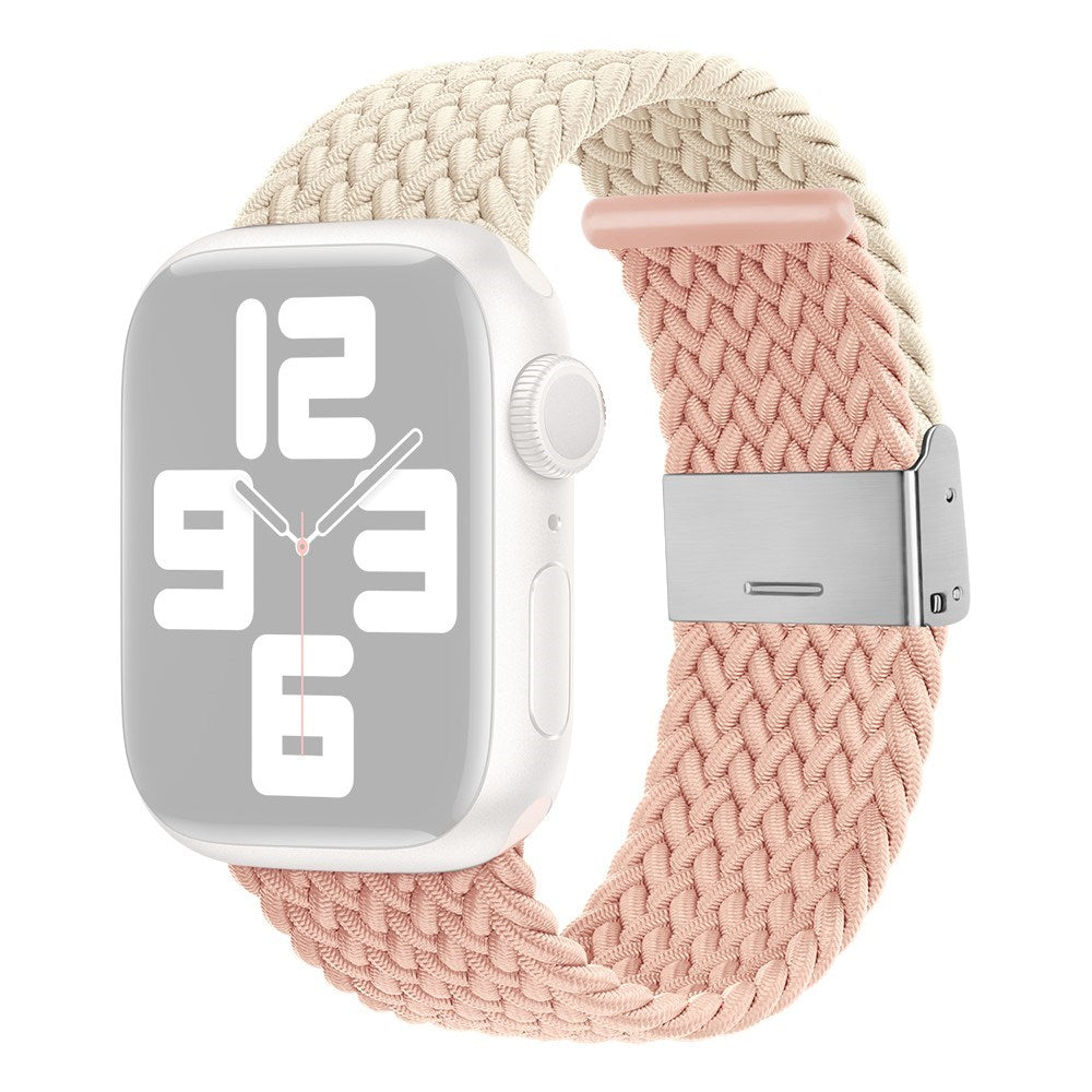 Apple Watch (38/40/SE/41/42 mm) tofarget nylonrem - Beige / Rosa